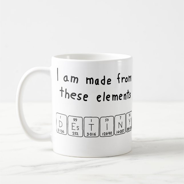 Mug Taille du nom de table périodique du destinataire (Gauche)