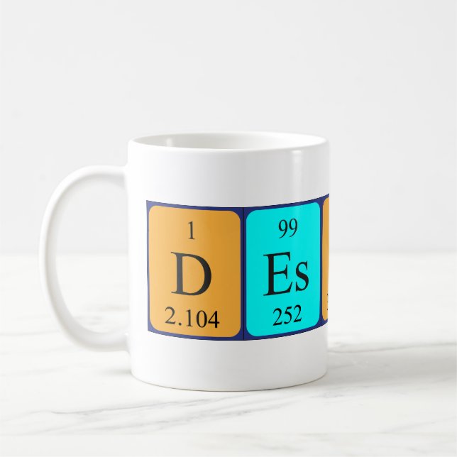 Mug Taille du nom de table périodique du destinataire (Gauche)