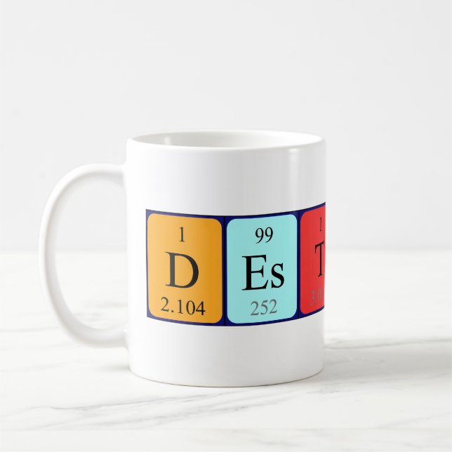 Mug Taille du nom de table périodique du destinataire (Gauche)