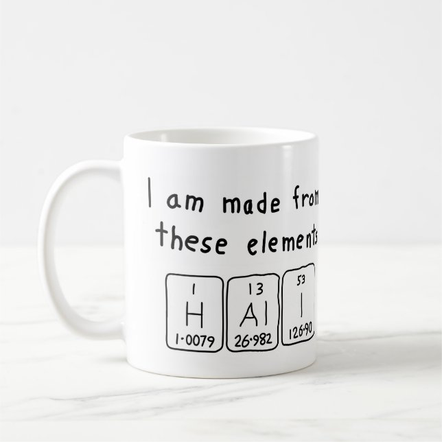 Mug Taille du nom de table périodique hali (Gauche)