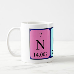 Mug Taille du nom de table périodique Nuno