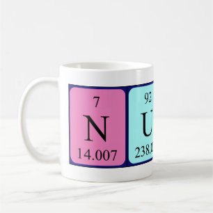 Mug Taille du nom de table périodique Nuno