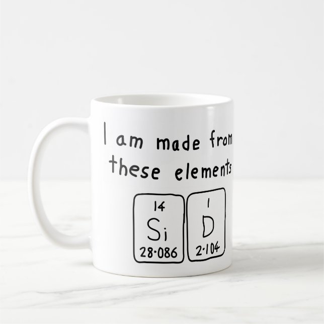 Mug Taille du nom de table périodique Sid (Gauche)