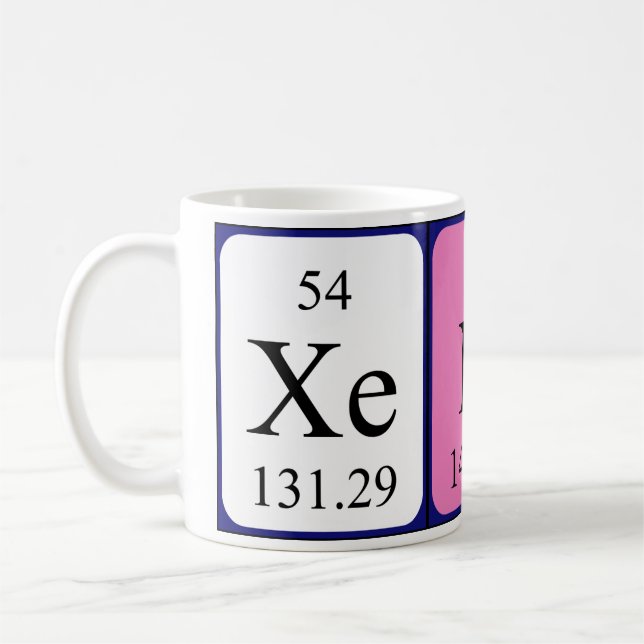 Mug Taille du nom de table périodique Xenos (Gauche)