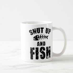 Mug Tais-toi et pêche Pêcheur de poisson rigolo drôle 