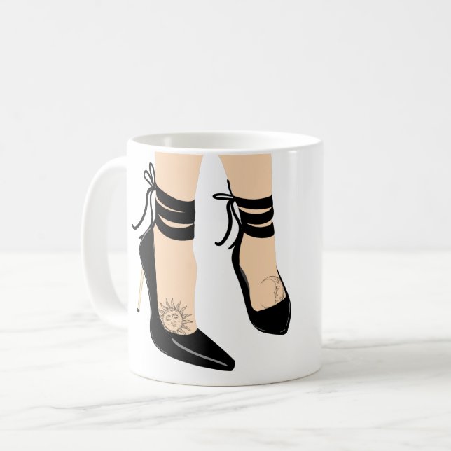 Mug Talons Hauts Noir à Bretelles Soleil Lune Féminin  (Devant gauche)