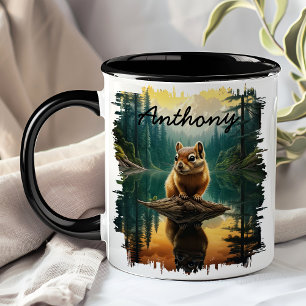 Mug Tamia sur le reflet du lac Log