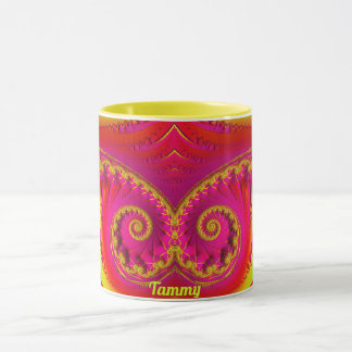 Mug TAMMY ~ HOT CRAZY 3D Fractal ~ Rose Rouge Jaune
