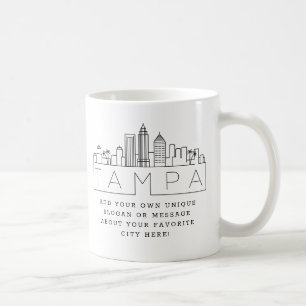 Mug Tampa, Floride Stylisé Skyline   Slogan personnal