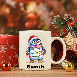 Mug Tangé dans les lumières Noël du pingouin