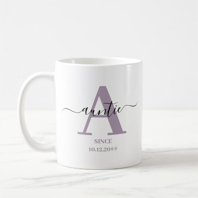 Mug Tante Élégant Monogramme de script (Gauche)