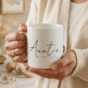 Mug Tante élégante année EST Script minimal pour la fa