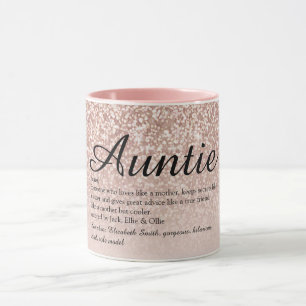 Mug Tante Tante Définition Féminin Rose Paillettes Dor