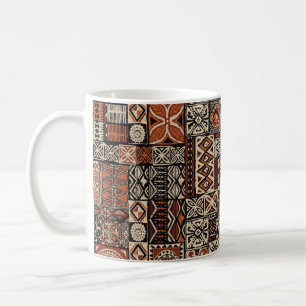 Mug Tapa tissu tribal de style hawaïen abstrait patch