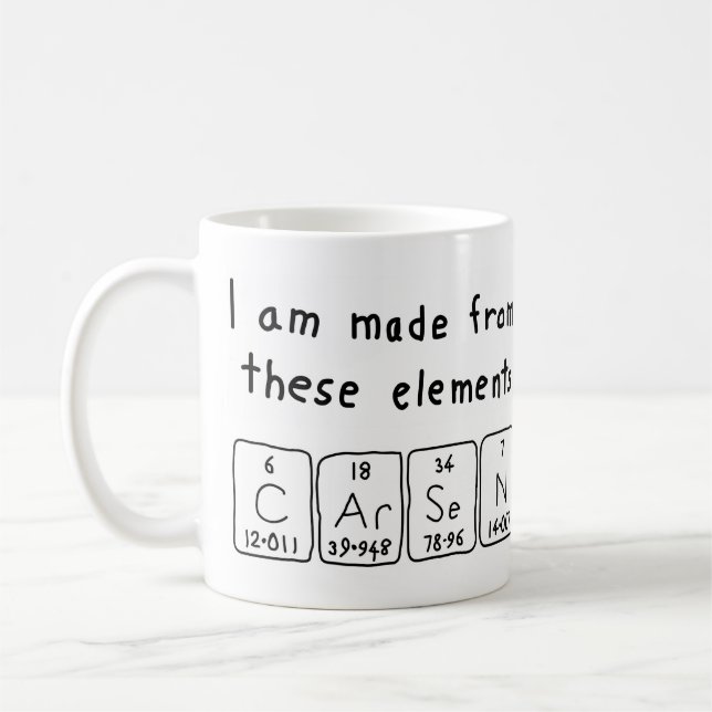 Mug Tapis Carsen nom de table périodique (Gauche)