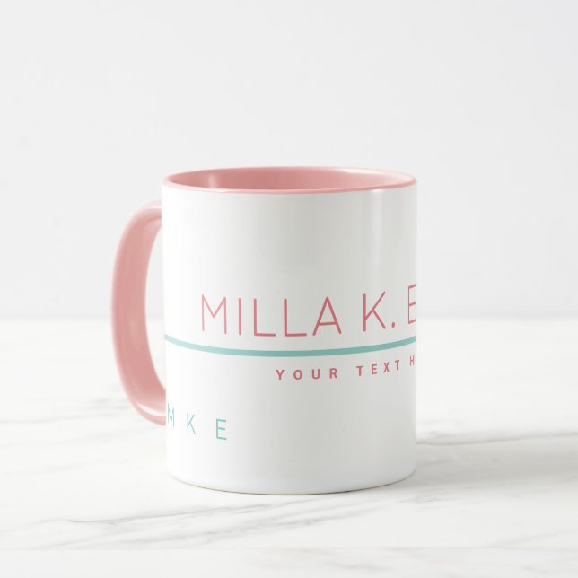 Mug Tapis rose de base personnalisé avec nom et texte (Devant gauche)