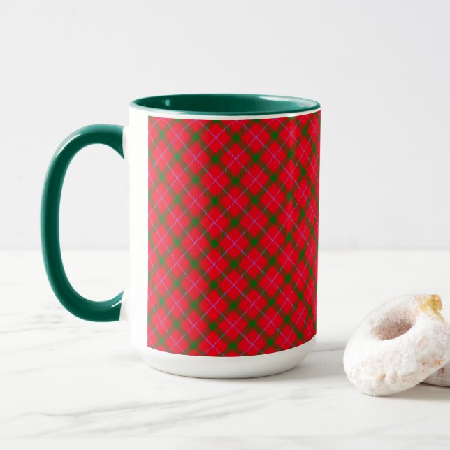 Mug Tartan de Noël de vacances (Avec donut)