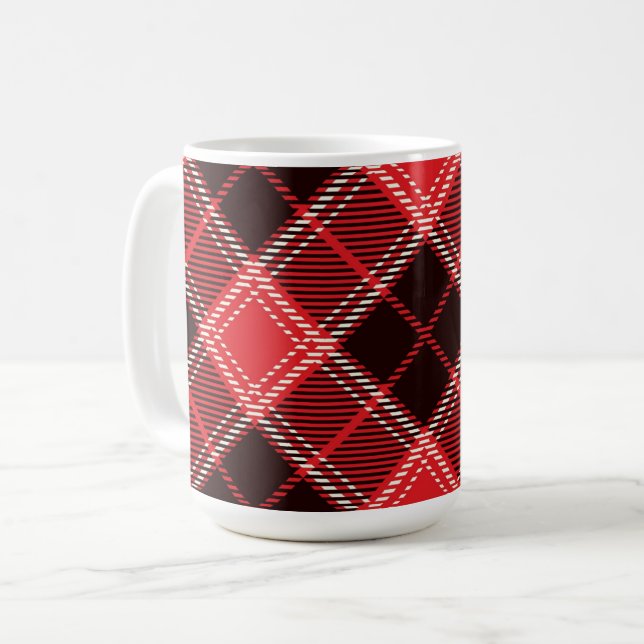 Mug Tartan noir rouge (Devant gauche)