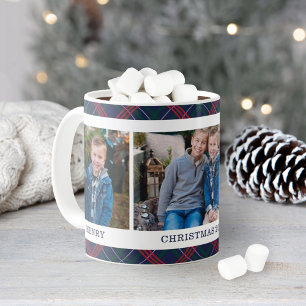 Mug Tartan Plaid Navy Nom de Noël Photo