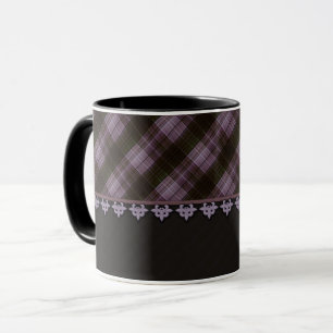 Mug Tarte brune noire Abstraite à damiers plaid