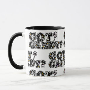 Mug T'as du bonbon ? Halloween à crânes noirs et blanc