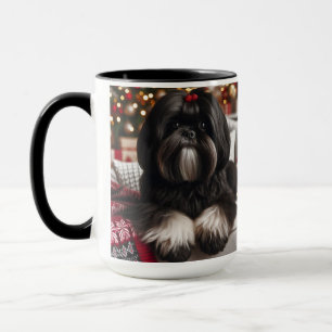 Mug Tasse Café Noël Shih Tzu Noir