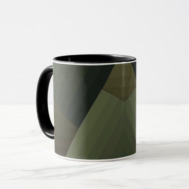 Mug Tasse, Patchwork, combiné, olive, vert, rayé (Devant gauche)