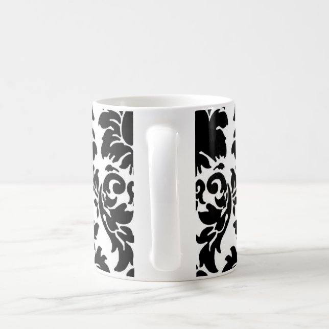 Mug Tasse/tasse noires de thé de café de damassé (Poignée)