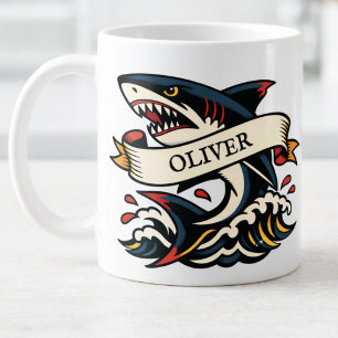 Mug Tatouage Rétro de Requin Nautilus