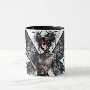 Mug Tatouages de fée asiatique gothique de beauté somb