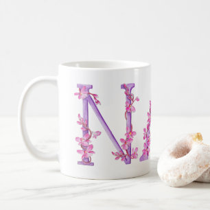 Mug Taupe de peinture d'art rose pourpre à l'orchidé