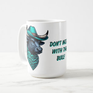 Mug Taureau Cowboy Avec Chapeau Turquoise et Écharpe à