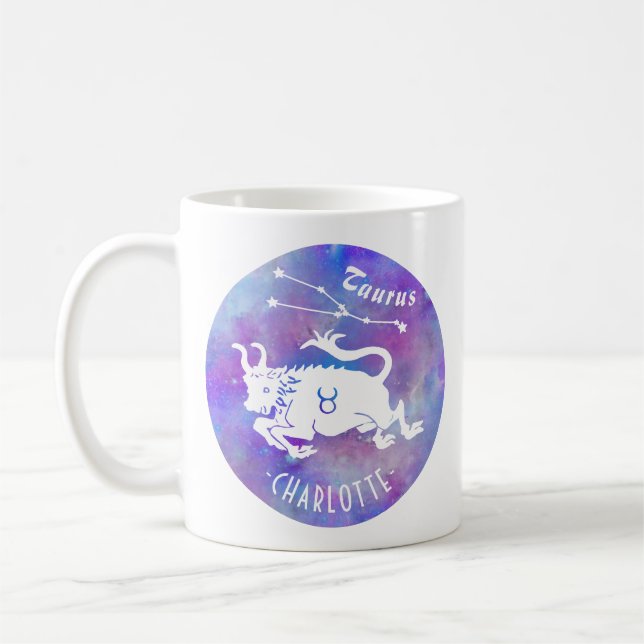 Mug Taurus Bull Constellation Étoiles Nom Anniversaire (Gauche)