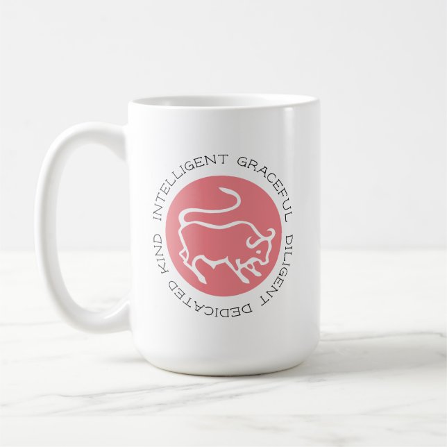 Mug Taurus Bull Logo Zodiac Star Sign Astrologie Café (Gauche)