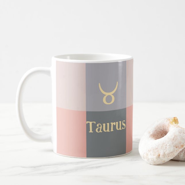 Mug Taurus gris rose moderne (Avec donut)