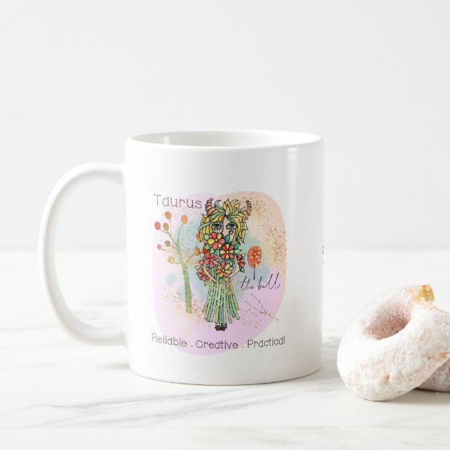 Mug Taurus le Taureau Zodiaque Nom du signe (Avec donut)