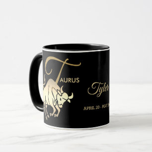 Mug Taurus ♉ signe d'anniversaire Zodiac / Noir et or