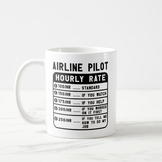 Mug Taux horaire drôle du pilote (Gauche)