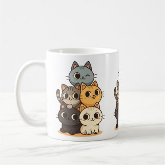 Mug Taza con gatitos dibujado a mano.
