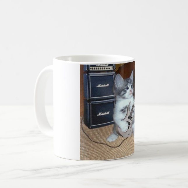 Mug Taza con gato rockero tocando guitarra . (Devant gauche)