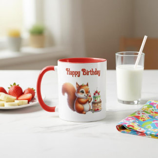 Mug Taza Cumpleaños Ardillita con Torta 