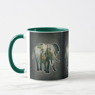 Mug Taza de Elefantes en el bosque. Naturaleza.