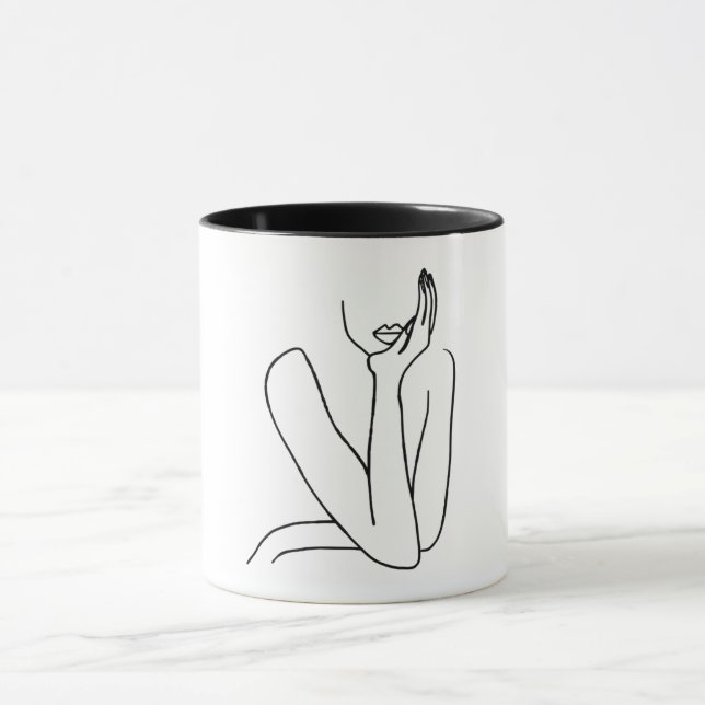 Mug Taza Line Art Mujer – Minimalismo  (Centre)
