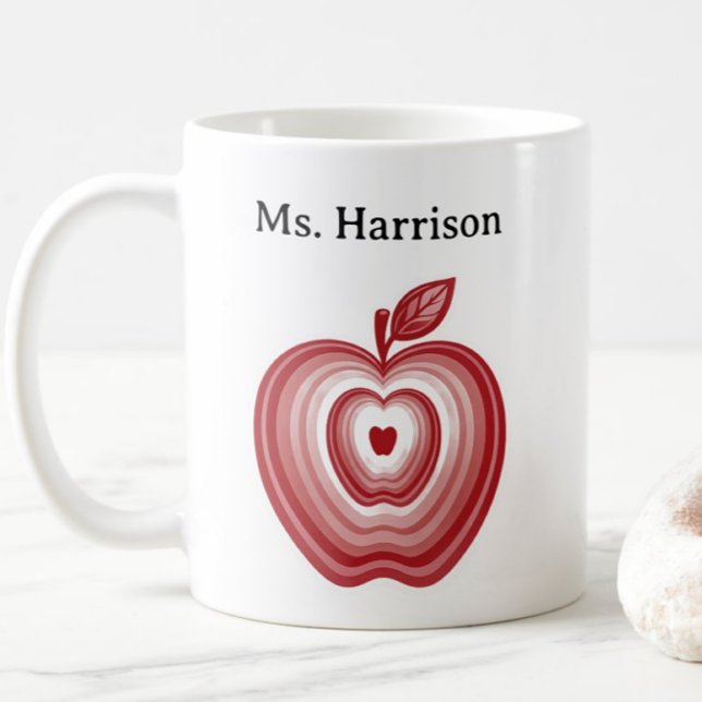 Mug Teacher Professor Custom Name Red Apple Gift (Créateur téléchargé)