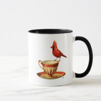 Teacup Et Cardinal Rouge