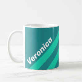 Mug Teal Beach Breeze Stripes with Name
