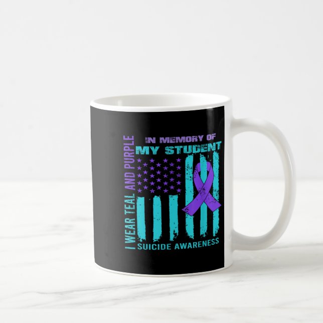 Mug Teal Purple Ribbon Suicide Awareness Flag Student  (Droite)