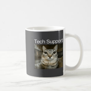 Mug Tech Suprt Mème de Chat Idiot qui Regarde Fixement