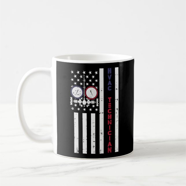 Mug Technicien Hvac Drapeau Américain Fier Usa Hvac Te (Gauche)