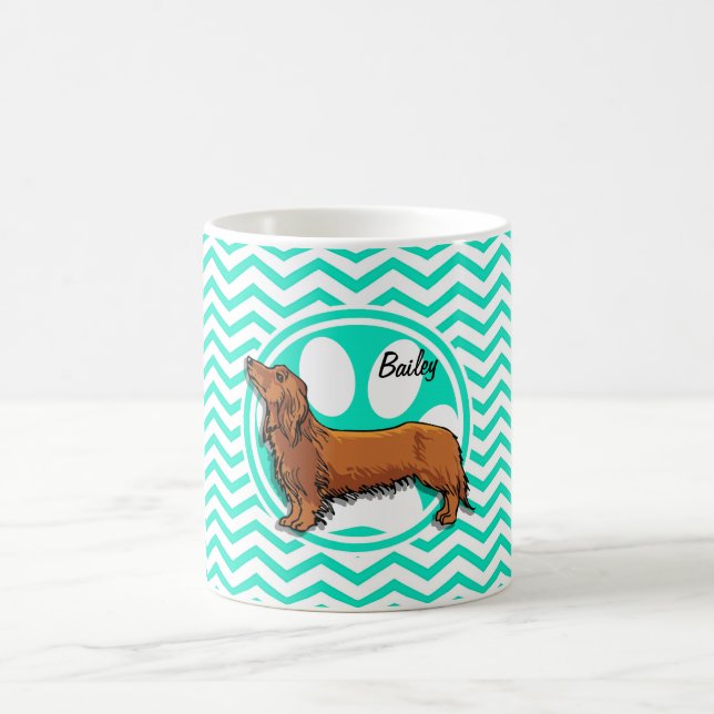 Mug Teckel ; Aqua Chevron vert (Centre)